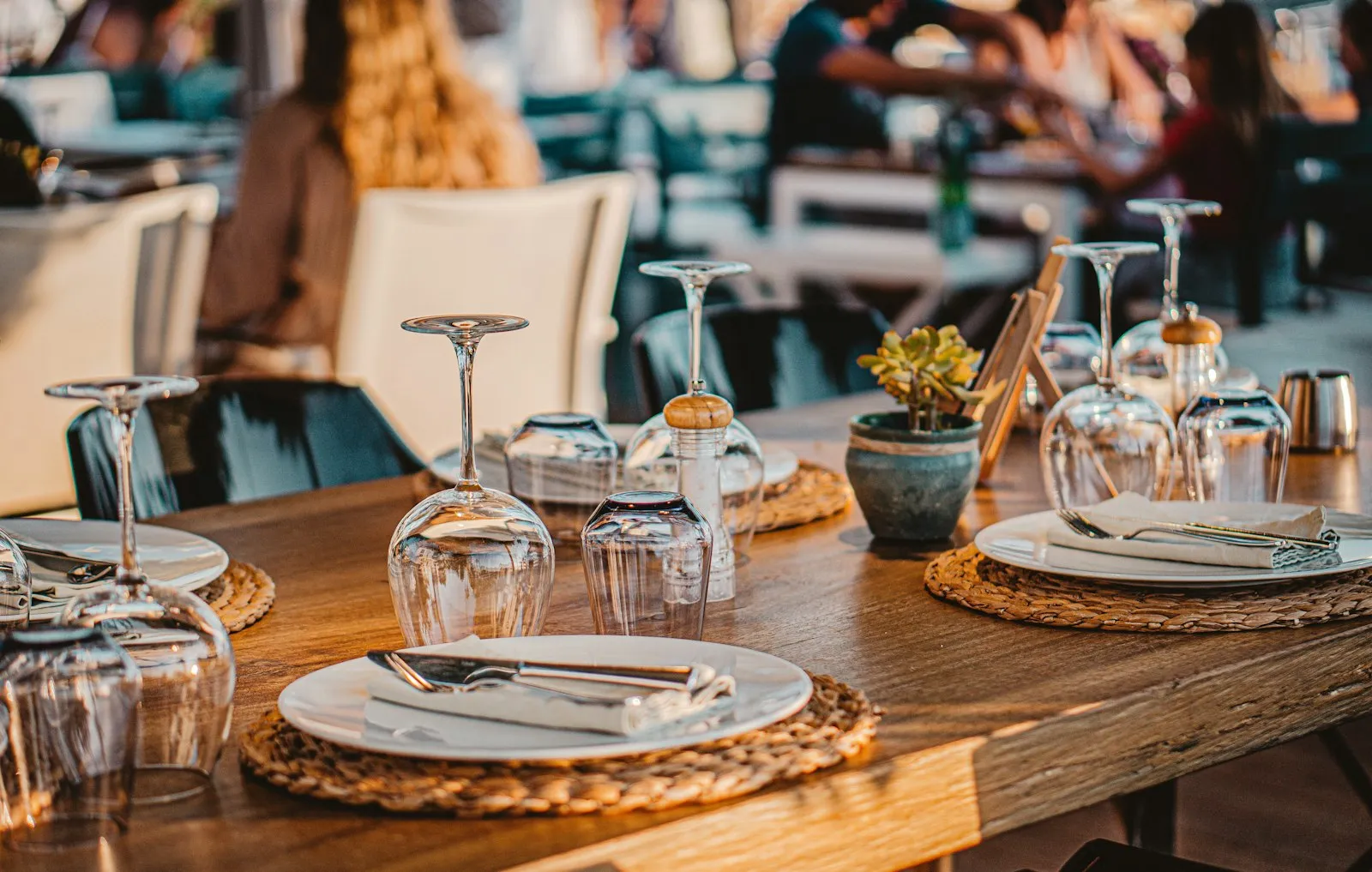 A staffed catering buffet of trays ready for service