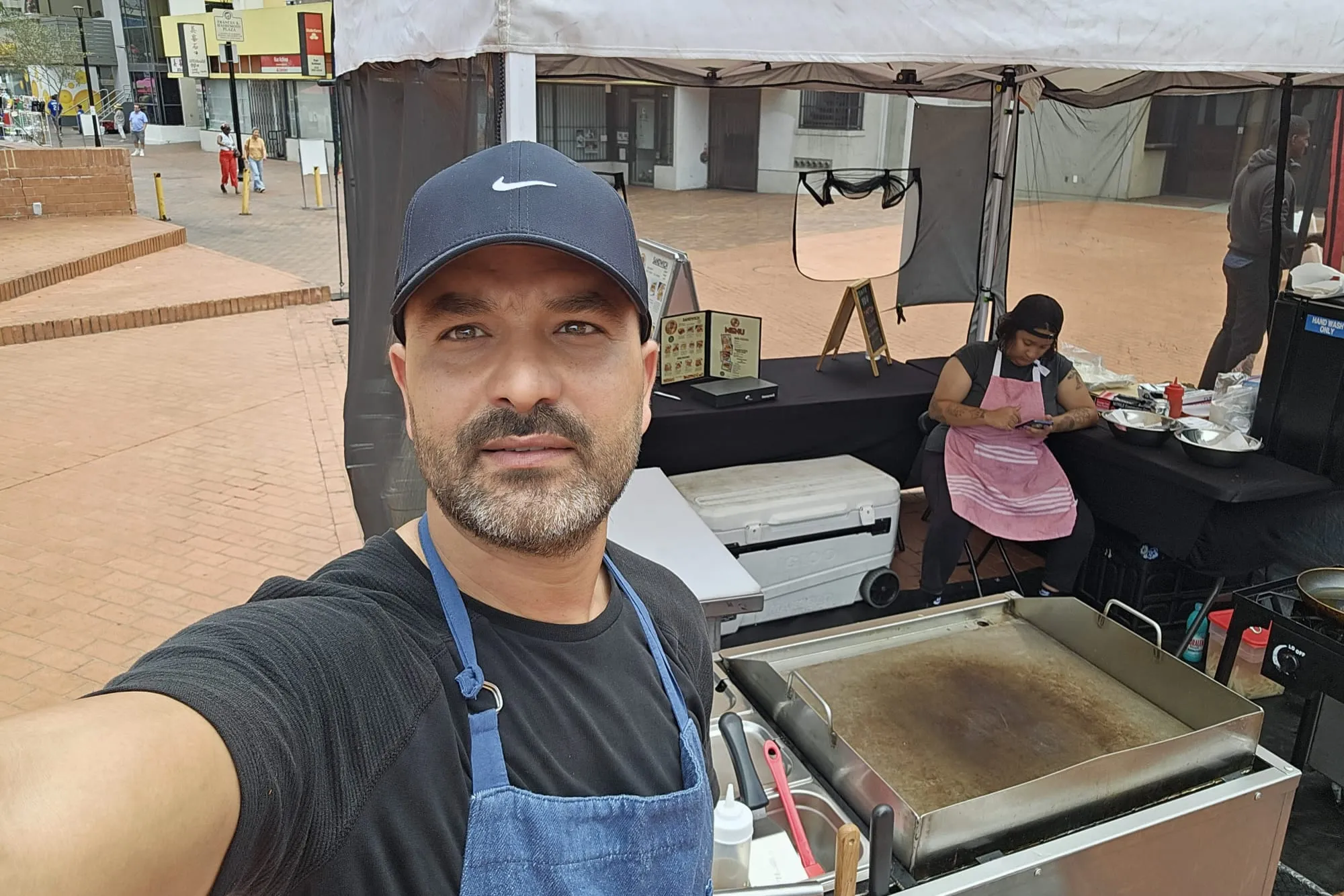 A live chef station cooking to order at an event