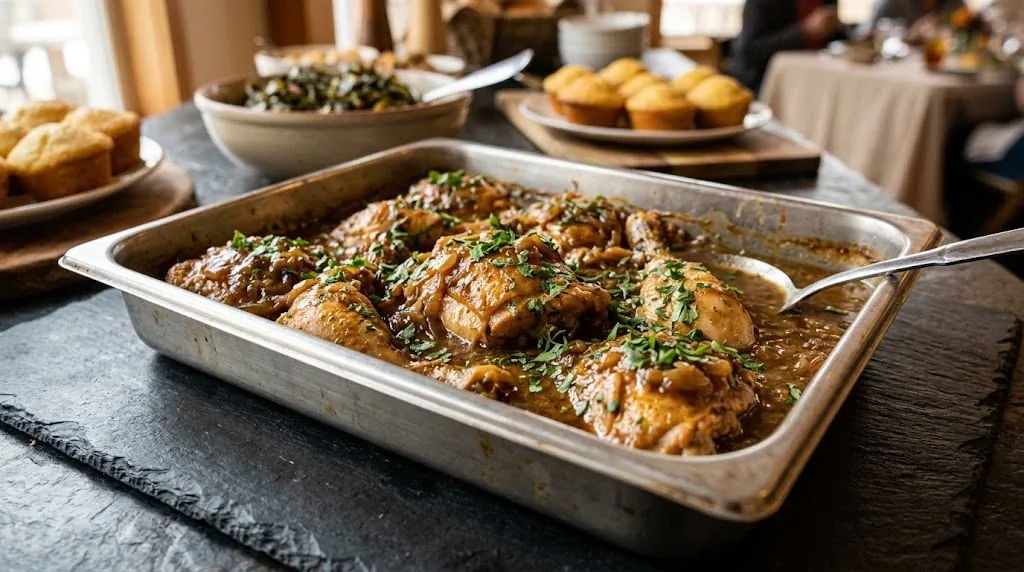 Smothered Chicken — halal catering in Los Angeles · Carthage Kitchen