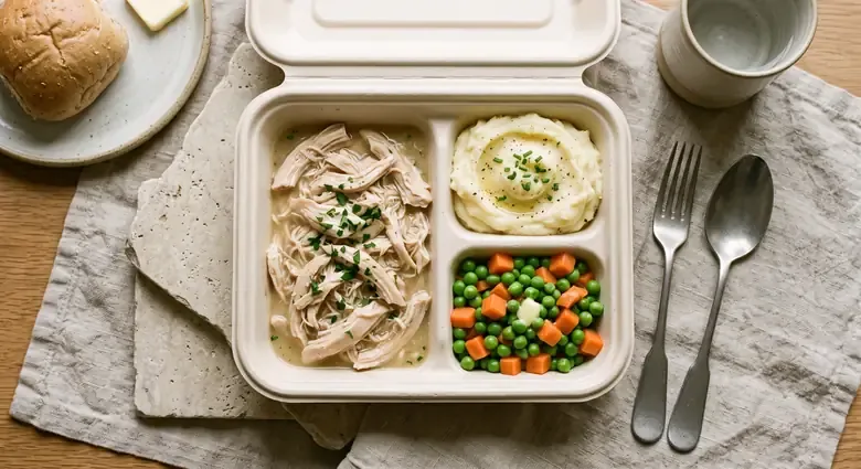 Individually packaged, dietary-labeled halal meals prepared for program clients