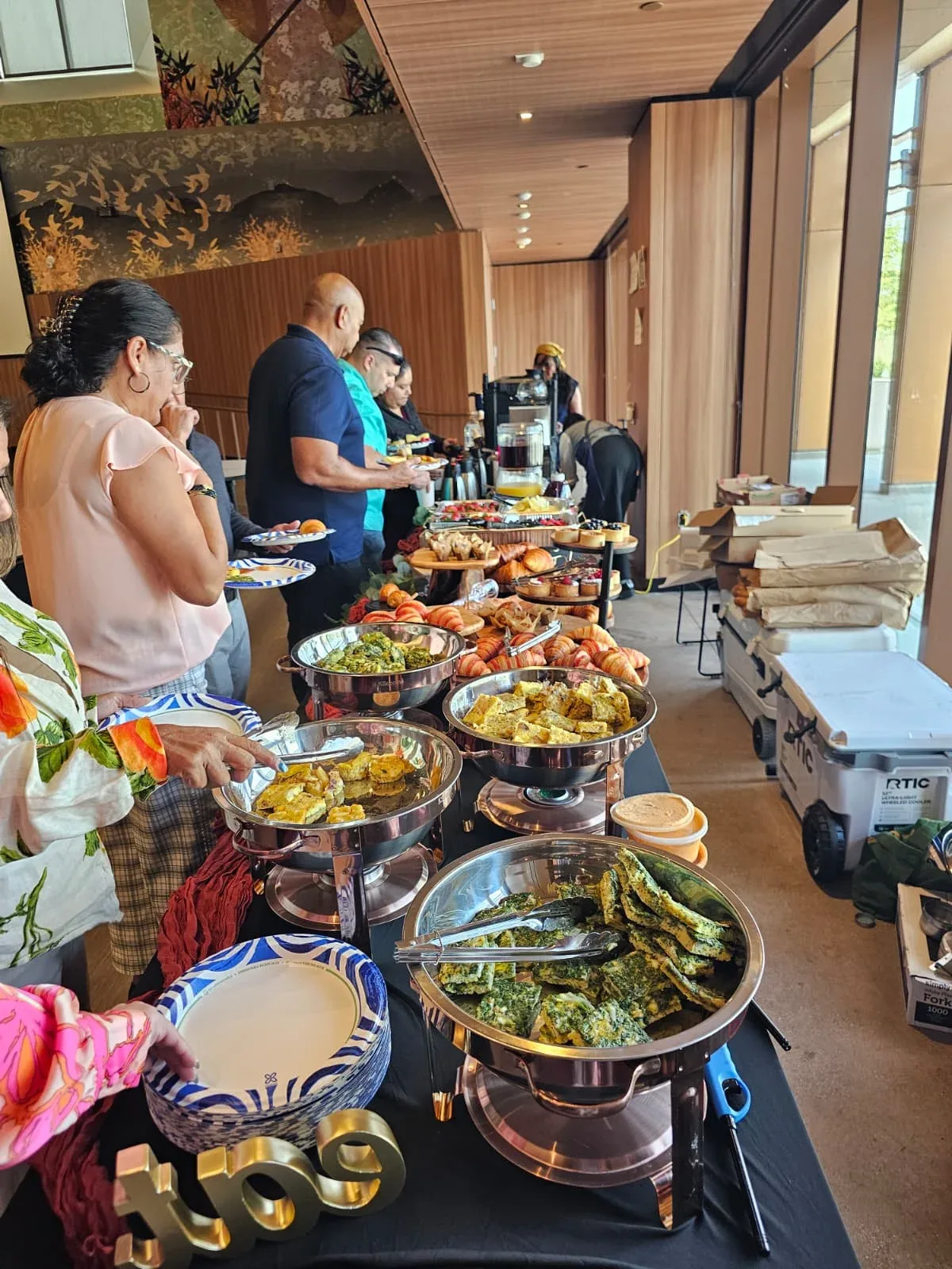 County attorneys at the hot breakfast buffet line during professional training seminar