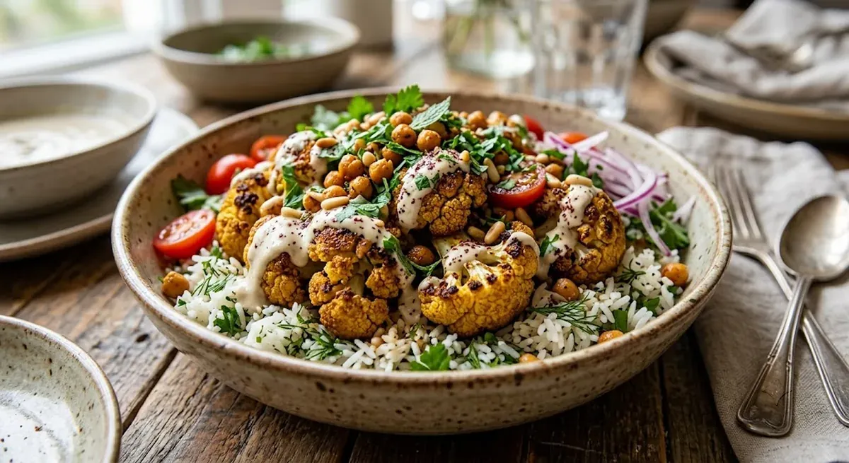 Shawarma-Spiced Cauliflower Bowl — halal catering in Los Angeles · Carthage Kitchen